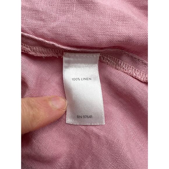 J. Jill Shirt Womens Medium Love Linen Tab Sleeve Button Front Top Clean Girl - Picture 7 of 8